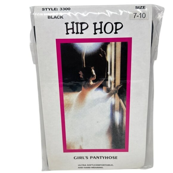 Hip Hop Girls Pantyhose Size 7-10 Black Nylon/Spandex - Picture 1 of 2